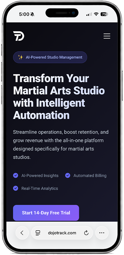 Responsive website displayed on a mobile device