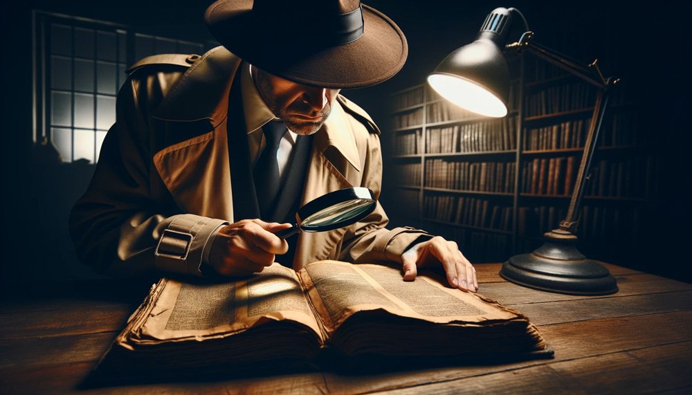 detective-looking-at-big-book-with-magnifying-glass