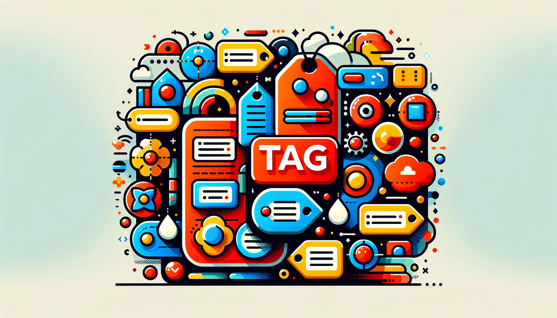 Colorful-Array-of-Tags-and-Web-Development-Icons-Displaying-Content-Management-Concepts-Interactive-Design-Elements