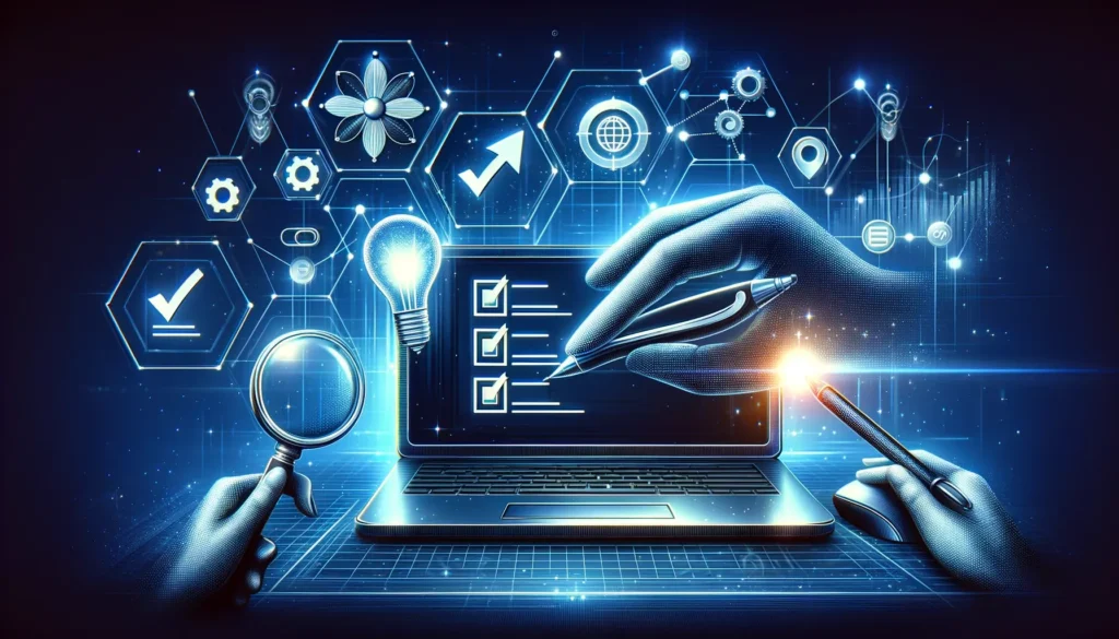 An abstract representation of the final SEO check process.